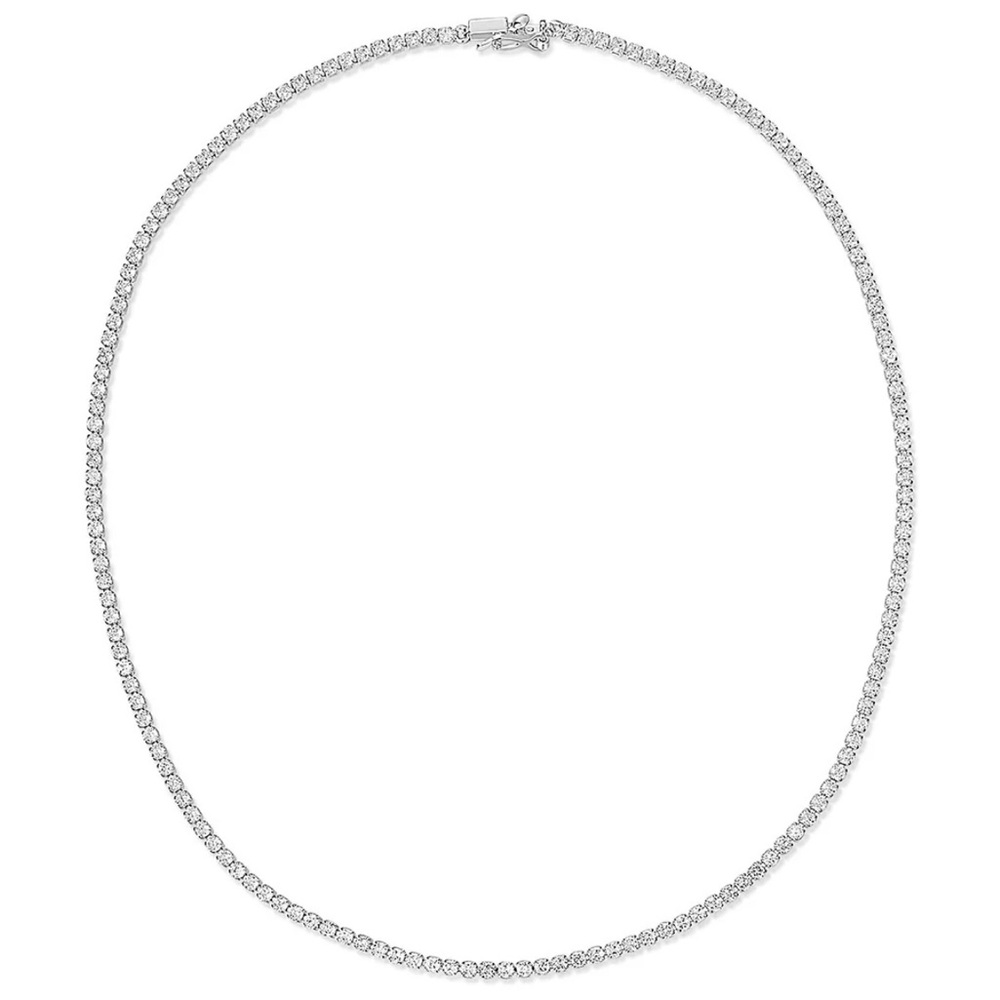 THE PRONG-SET TENNIS NECKLACE- SILVER by Luv Aj $80 Retail!